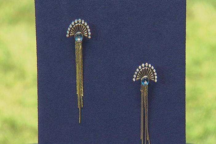 Appraisal: Erté Topaz, Diamond & Gold Earrings, ca. 1945