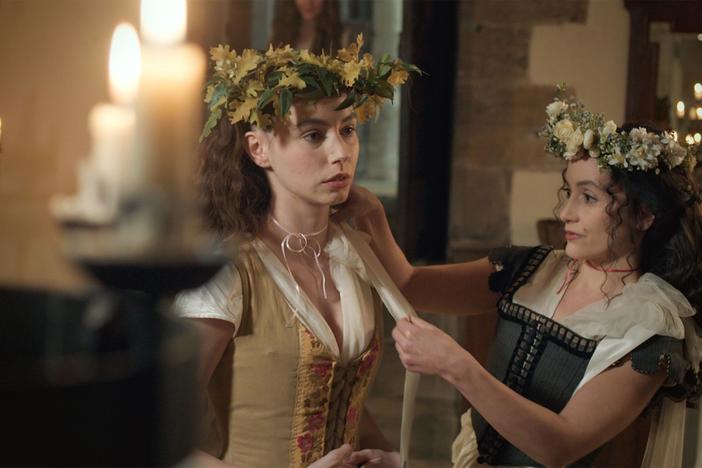 King Henry sees the Boleyn sisters for the first time.