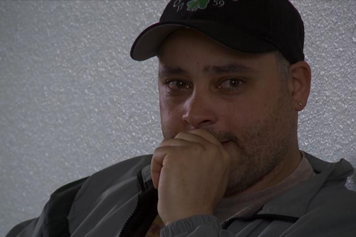 A soldier becomes emotional as he describes killing a man who was just 25 meters away.