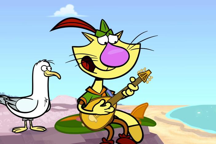 Nature Cat sings about why he's afraid to surf.
