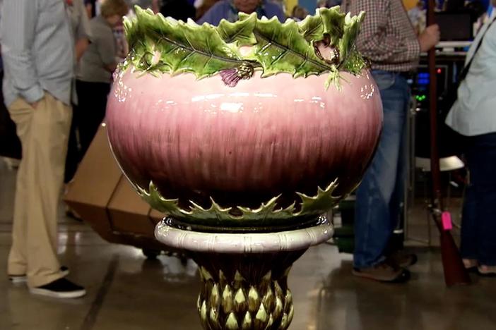 Appraisal: Austrian Majolica Jardinière on Pedestal, ca. 1895, from Austin, Hour 3.
