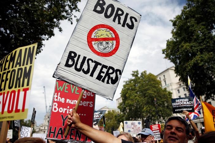 In Britain, Boris Johnson's Brexit 'hardball' prompts protests