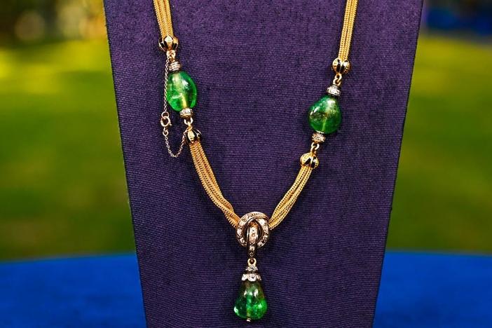 Appraisal: Emerald, Diamond & Gold Necklace, ca. 1895