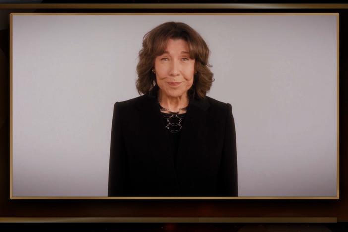 Lily Tomlin accepts the Career Achievement Award at the Movies for Grownups Awards 2022.