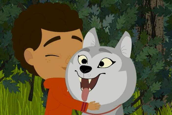 While taking a birthday present to Grammie, Rider and Wolfie find berries in the woods.