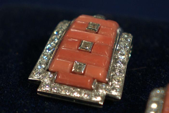 Appraisal: Cartier Art Deco Coral & Diamond Lapel Clips, from Palm Springs Hour 2.