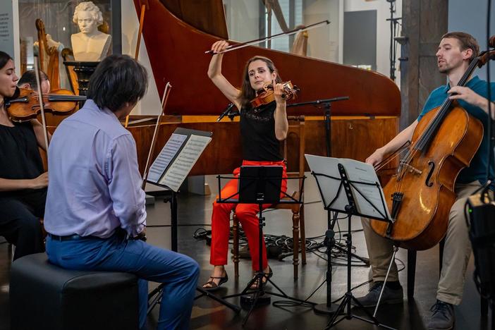Take a look at Schumann's 78-key piano and listen to a performance of his piano quintet.