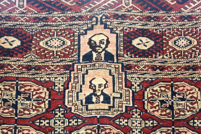 Appraisal: Turkmen Communist Figure Rug, ca. 1930, in New Orleans Hour 1.