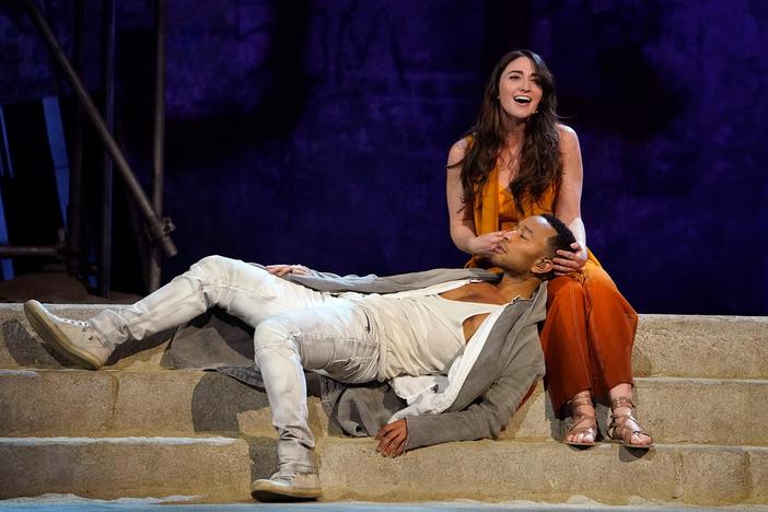 John Legend as Jesus Christ preaches, "save tomorrow for tomorrow" in this opening number.