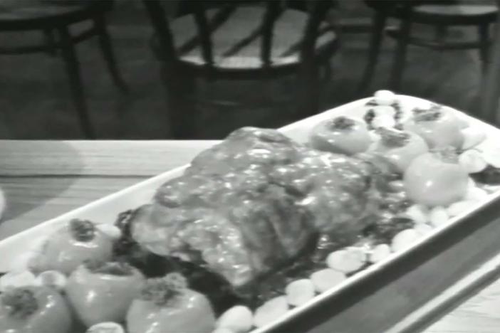 The French Chef, Julia Child demonstrates her famous Veau Sylvie preparation.