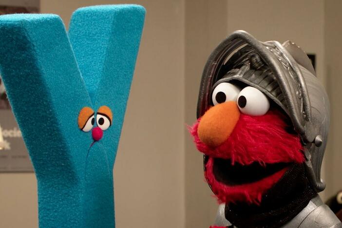 Telly, Elmo, and Abby become knights and go on a quest to help an AM Letter “Y’.