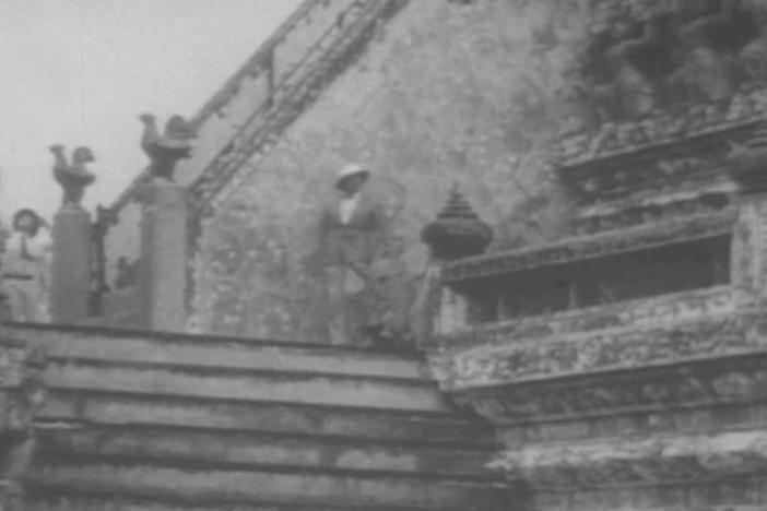Robert Ripley explores a temple in Thailand. 