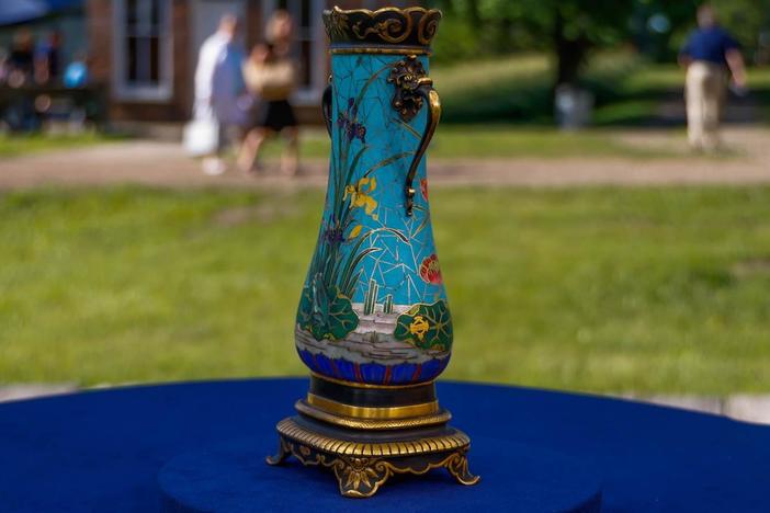 Appraisal: 1874 Christofle Bronze & Enamel Vase