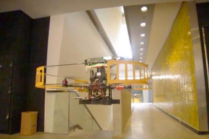 A University of Pennsylvania lab is developing tiny drones that sense their environment.