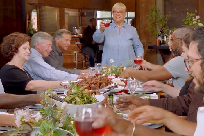 Lidia hosts a dinner at Ironbound Farm in Asbury Township, New Jersey.
