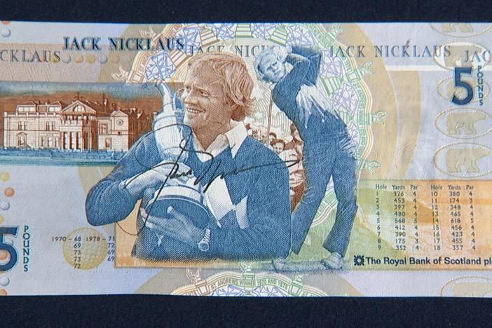 Appraisal: 2005 Jack Nicklaus-signed Five Pound Note, from Fort Worth Hour 3.
