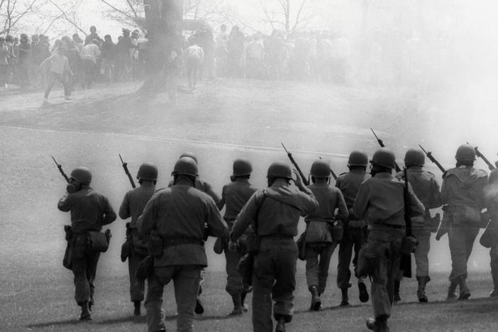 Examine the turbulent spring of 1970 from college campuses to Cambodia to the White House.