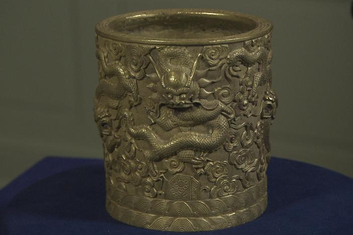 Appraisal: Chinese Cast Bronze Brush Pot, ca. 1900