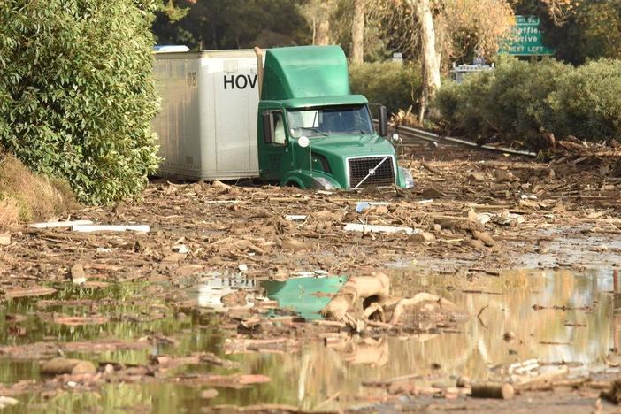 Huge mudslides have wiped out at least 100 homes in Southern California.