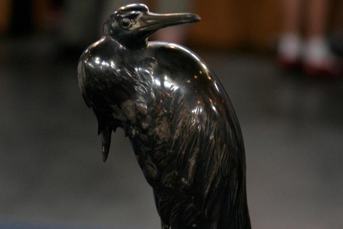 Appraisal: Meiji Metalwork Egret, ca. 1880