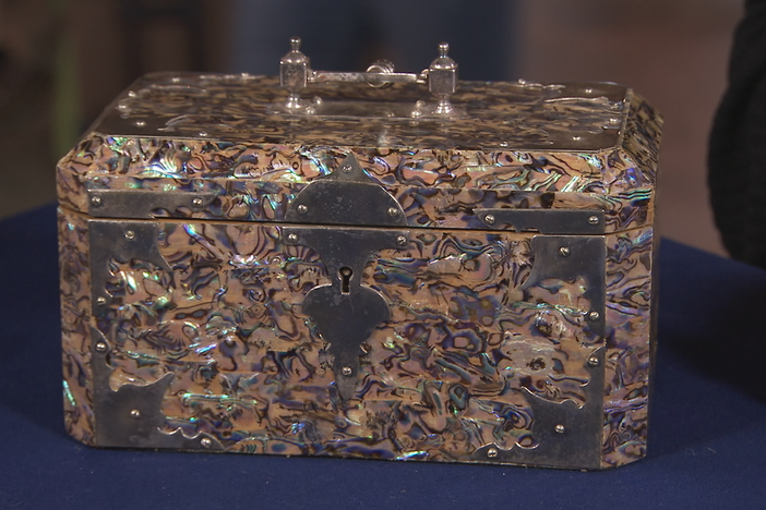 Appraisal: English Abalone-veneered Tea Caddy, ca. 1883, in St. Louis Hour 1.