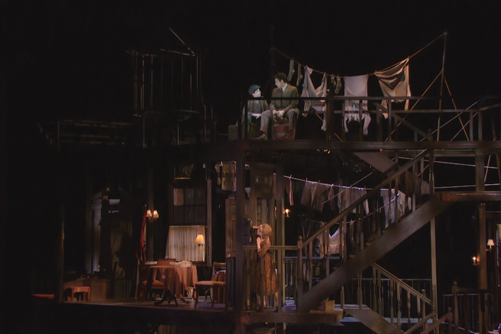 Creators and cast members talk about the dizzying, Tony Award-winning set of "Act One."