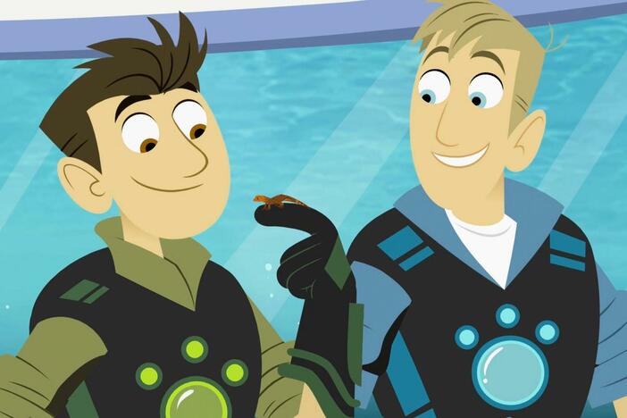The bros are bored.  They can't see any animals under the water.