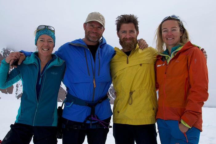 During their expedition in Greenland, the team is forced to trek across a frigid river.