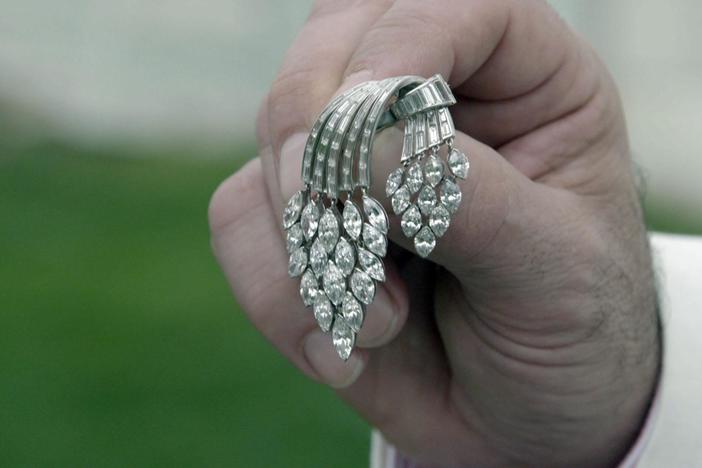 Appraisal: Platinum & Diamond Waterfall Pin, ca. 1940, from Newport, Part 1.