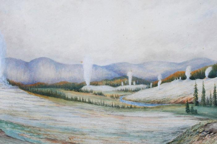 Appraisal: 1883 Arthur Brown "Yellowstone" Watercolor, from Billings Hour 1