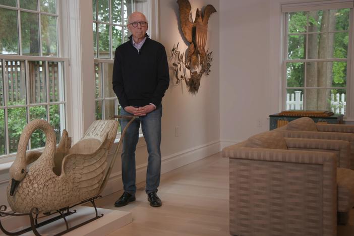 Allan Katz talks about his mate to the swan-shaped sled he found in Milwaukee.