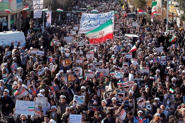 Tens of thousands marched in pro-government rallies in Iran.