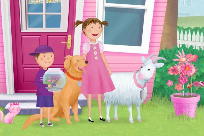 The kids explore a hedge maze. / Pinkalicious and Peter open a pet-sitting service!