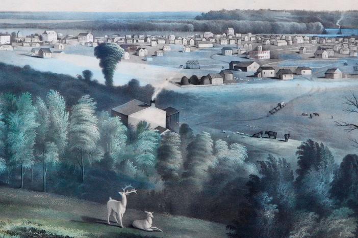 Appraisal: "View of Des Moines" Print, ca. 1856, from Des Moines Hour 3