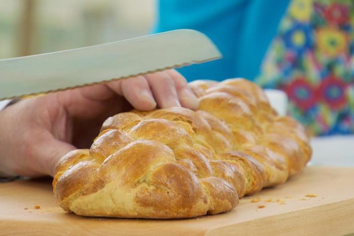 The bakers tackle Paul’s recipe for a plaited loaf, having an even, golden bake.