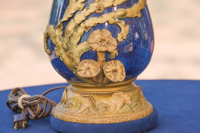 Appraisal: Louis Chalon Bronze & Porcelain Lamp, ca. 1910