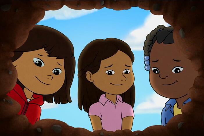 Molly, Vera, and Trini finally work together to plant their community garden!