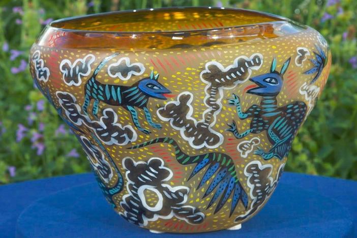 Appraisal: Ulrica Hydman-Vallien-painted Kosta Boda Vase