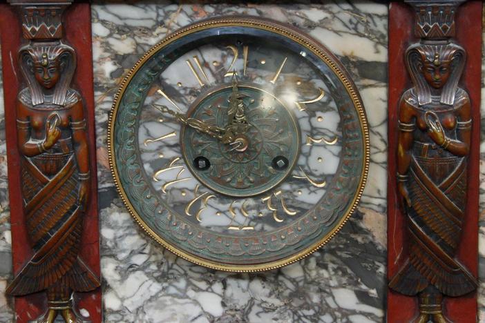 Appraisal: Egyptian Revival French Clock, ca. 1880, from Des Moines Hour 2
