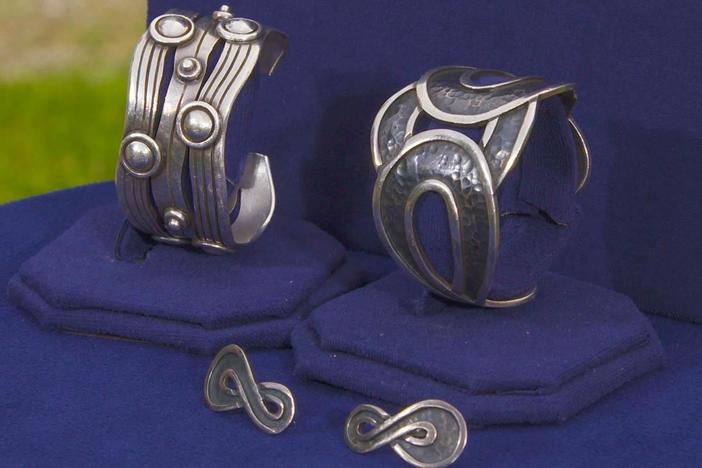 Appraisal: Mexican Silver Bracelets & Earrings, ca. 1930