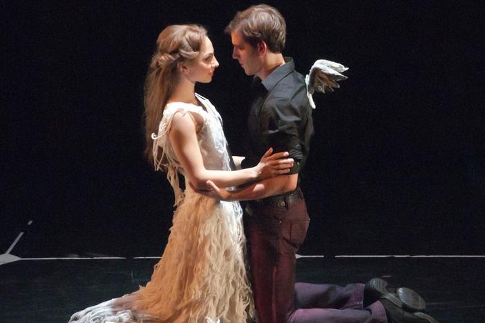 Leo awakens the sleeping Aurora with the kiss of true love. 