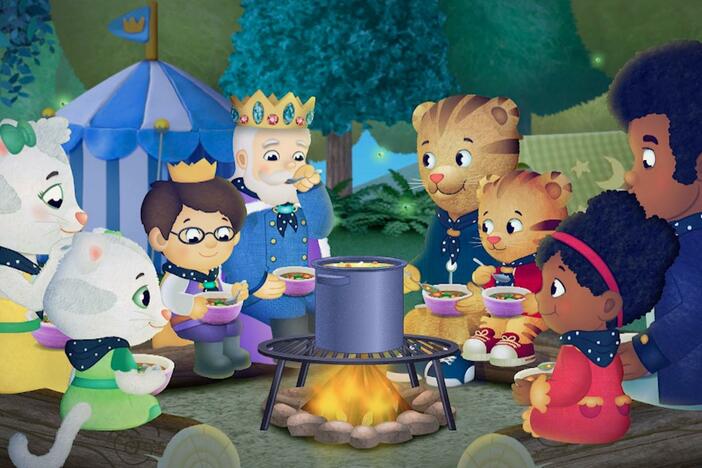 Daniel and Dad go to the "Dad and Me" camp out. / Daniel and Mom go to game night.