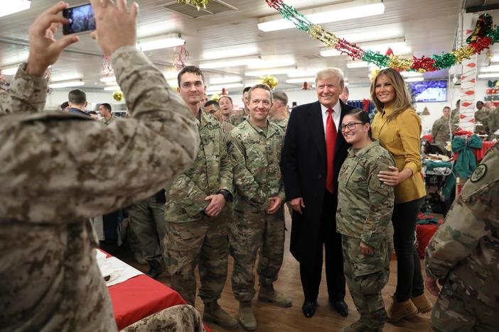 Making first war-zone trip, Trump surprises U.S. troops in Iraq