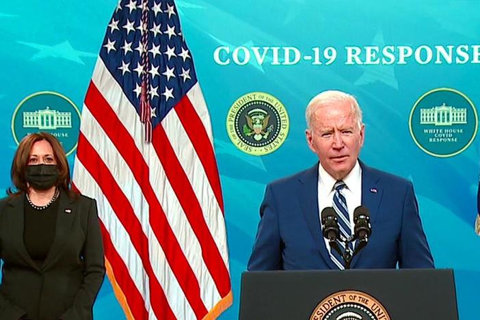 President Biden is urging states to enforce mask mandates as COVID hospitalizations rise.