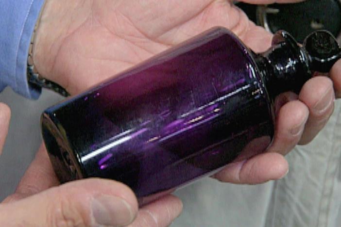 Appraisal: Amethyst Sandwich Glass Bottle, ca. 1830