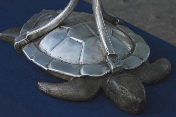 Appraisal: Hammered Aluminum Turtle-Form Towel Basin, ca. 1950