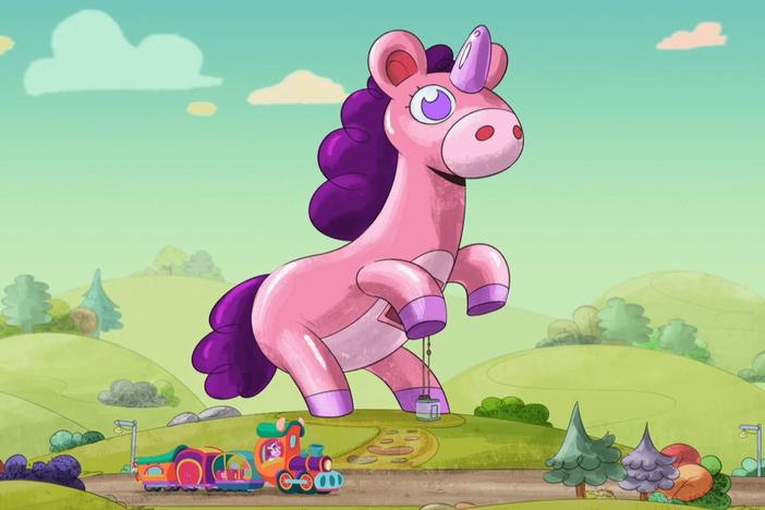 It's Zadie's dream come true -- getting to see a giant moon unicorn!