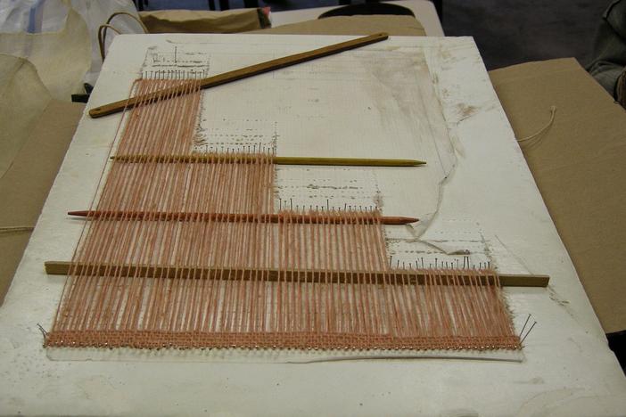 Jim Bassler weaves by hand