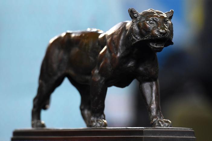 Appraisal: Antoine-Louis Barye "Marching Tiger" Bronze, ca. 1880, from Cleveland Hr 2.
