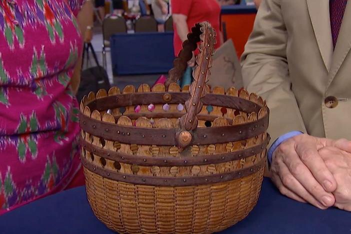 Appraisal: 19th-Century New England Swing Handle Basket, from Junk in the Trunk 4, Part 2.